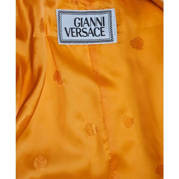 Versace Shacket Orange Cream Slanted Full Zip Jacket Shirt (Missing Belt/Sash) - Picture 9 of 11